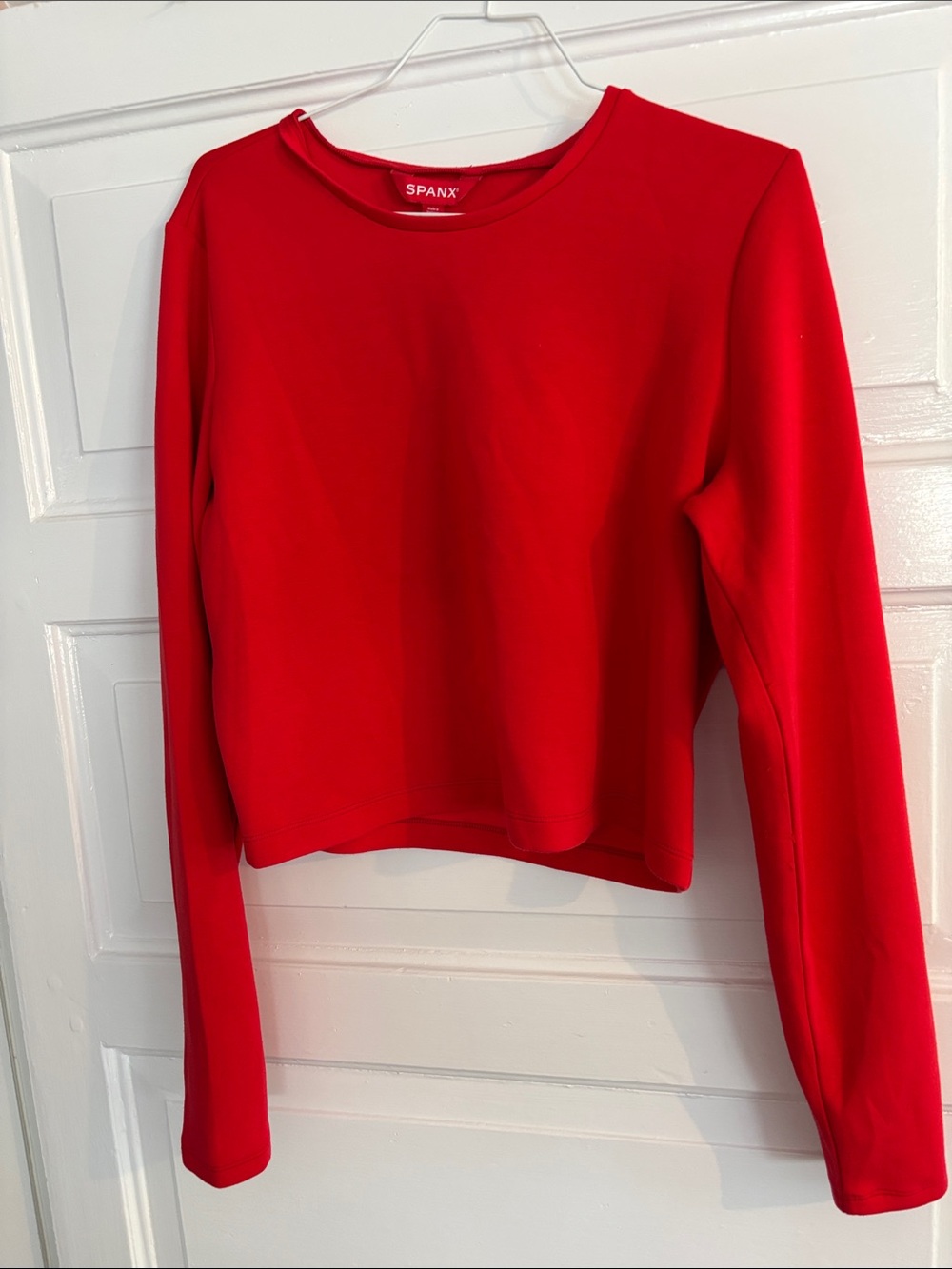 SPANX Bright Red Long-Sleeve Cropped Sweatshirt